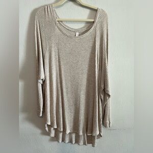 3/$20 Chicsoul Oatmeal Waffle Knit Tunic Long Sleeve Shirt 1XL
